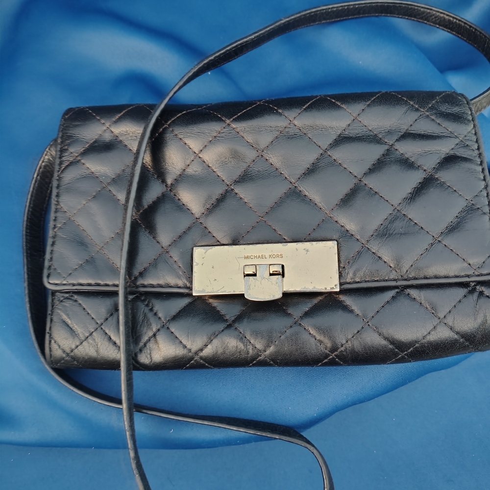 Michael Kors Black Quilted Leather Crossbody Bag